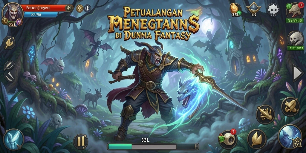 Tampilan gameplay 33L menampilkan pertempuran epik di dunia RPG.