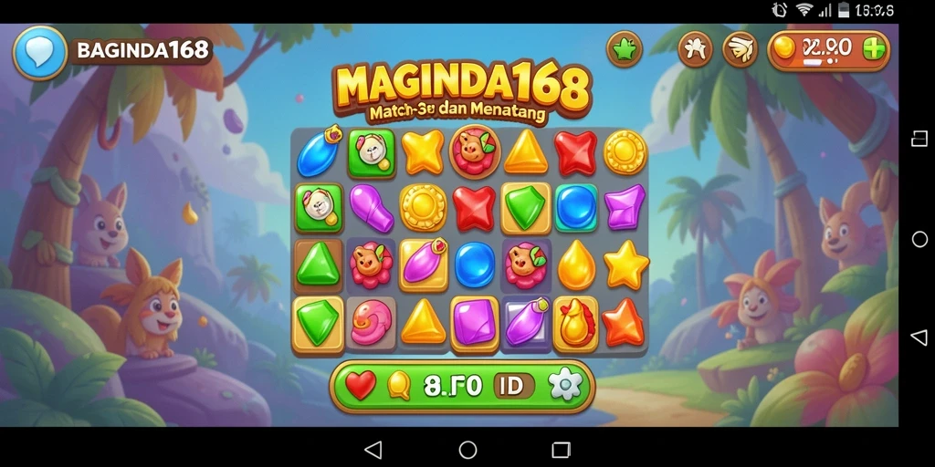 Tampilan menarik gameplay BAGINDA168 saat mencocokkan batu permata.