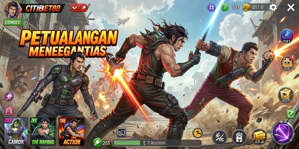 Tangkapan layar menunjukkan gameplay intens yang menantang.