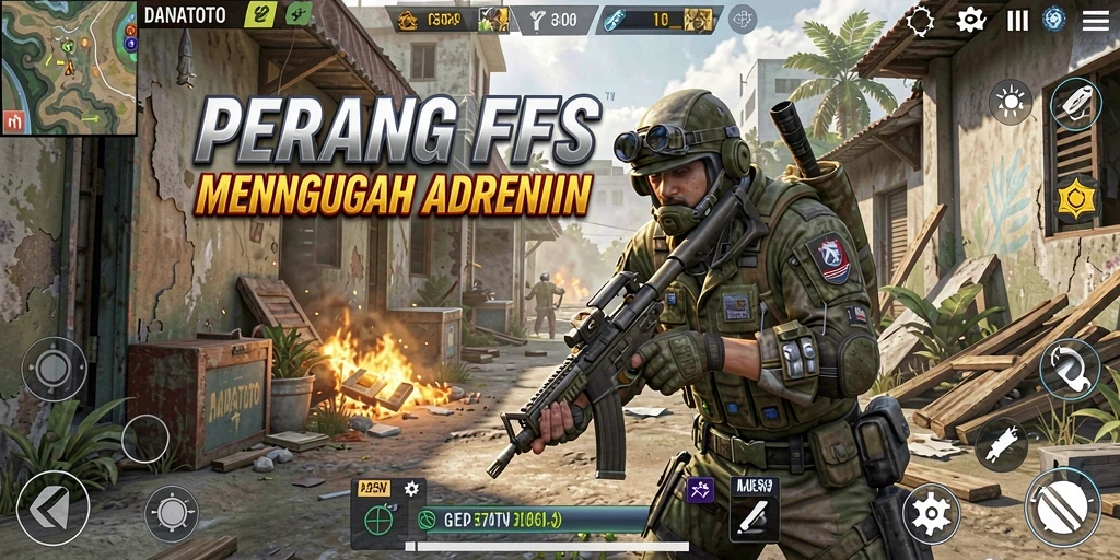 Tampilan gameplay seru DANATOTO dalam pertarungan FPS.