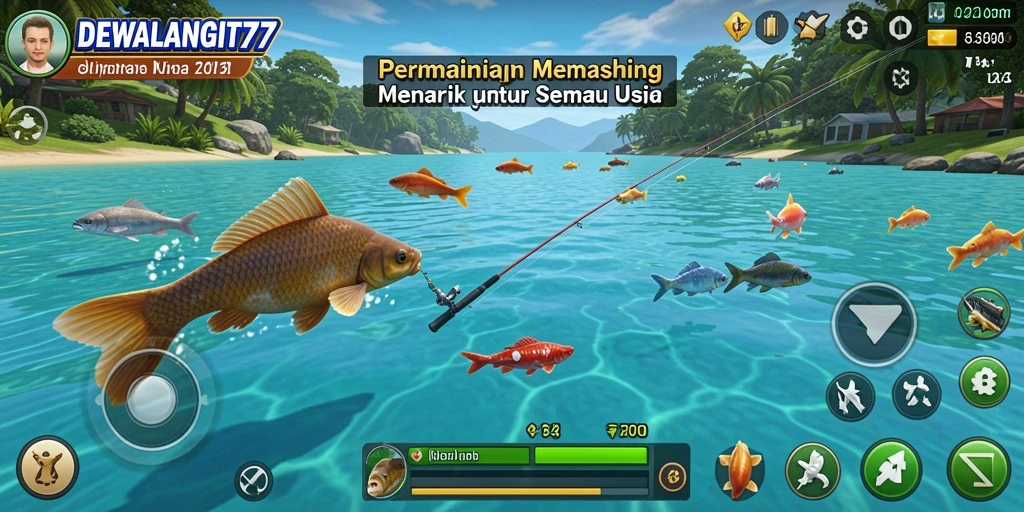 Tampilan grafis memukau saat menangkap ikan di DEWALANGIT77.