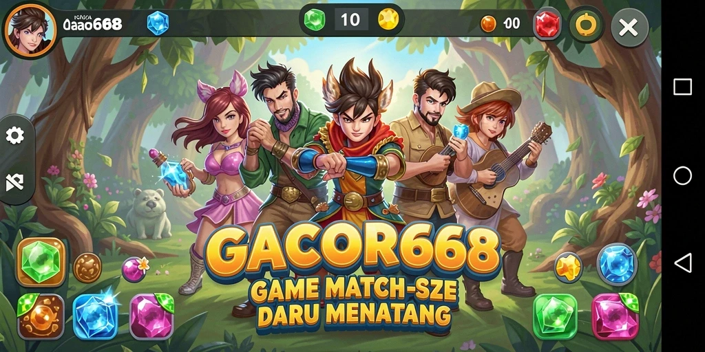 Tampilan menarik dari gameplay GACOR668 dengan elemen Match-3.