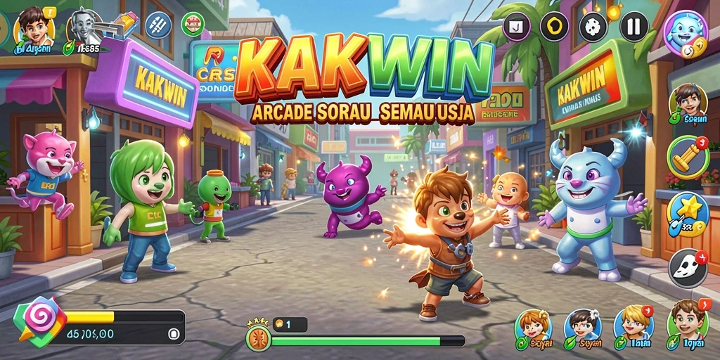 Tampilan gameplay KAKWIN dengan tantangan Arcade yang seru.