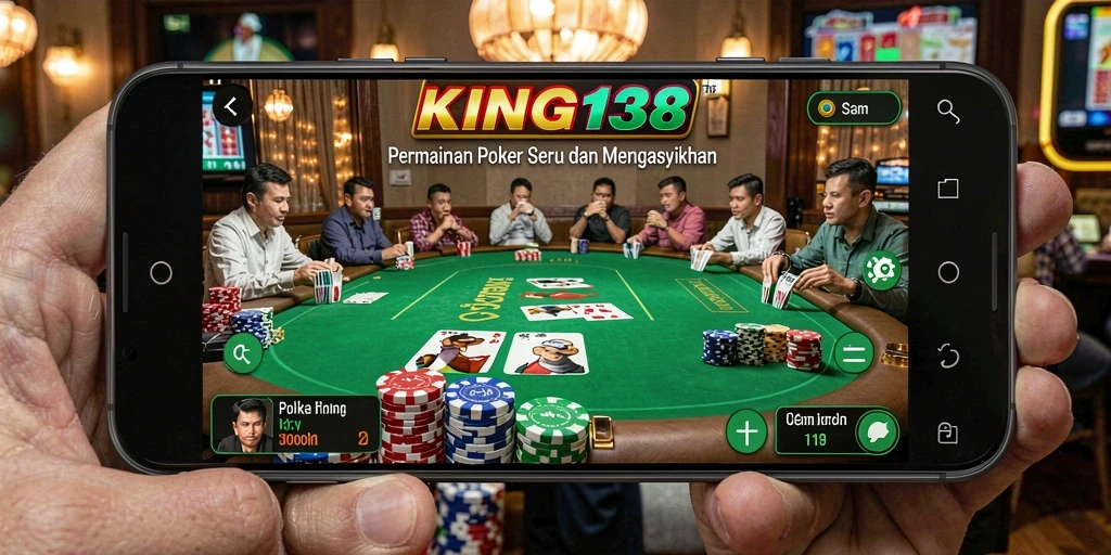 Screenshot gameplay KING138 yang menunjukkan aksi poker yang mendebarkan.