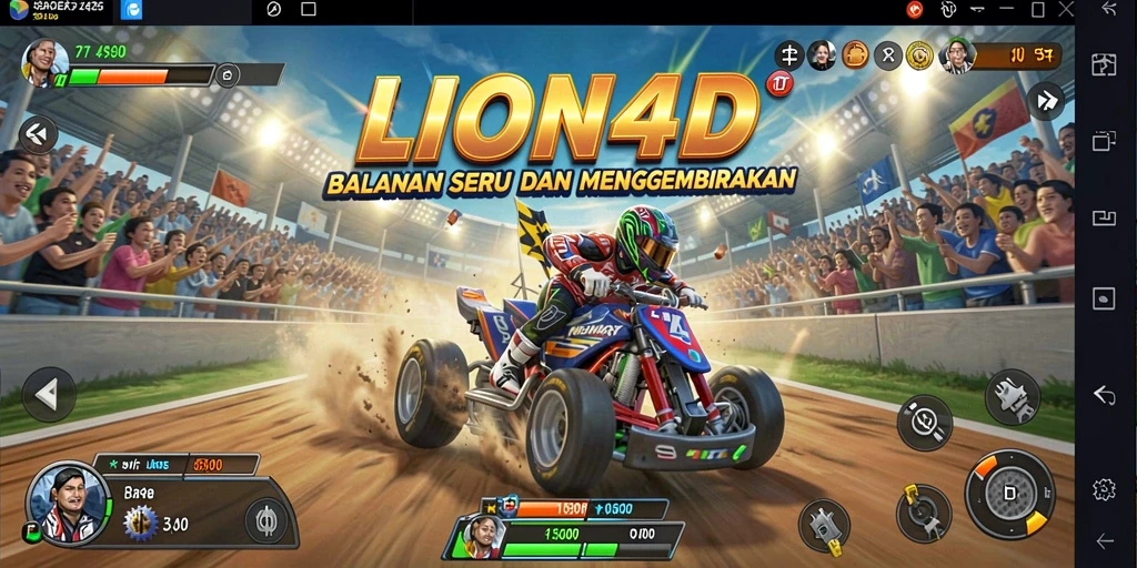 Tangkapan layar gameplay LION4D yang menampilkan aksi balap yang menegangkan.