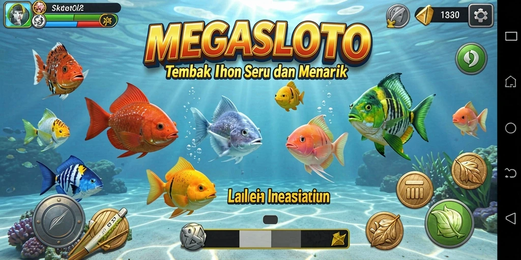 Tampilan screenshot MEGASLOTO menampilkan aksi memancing yang mendebarkan.