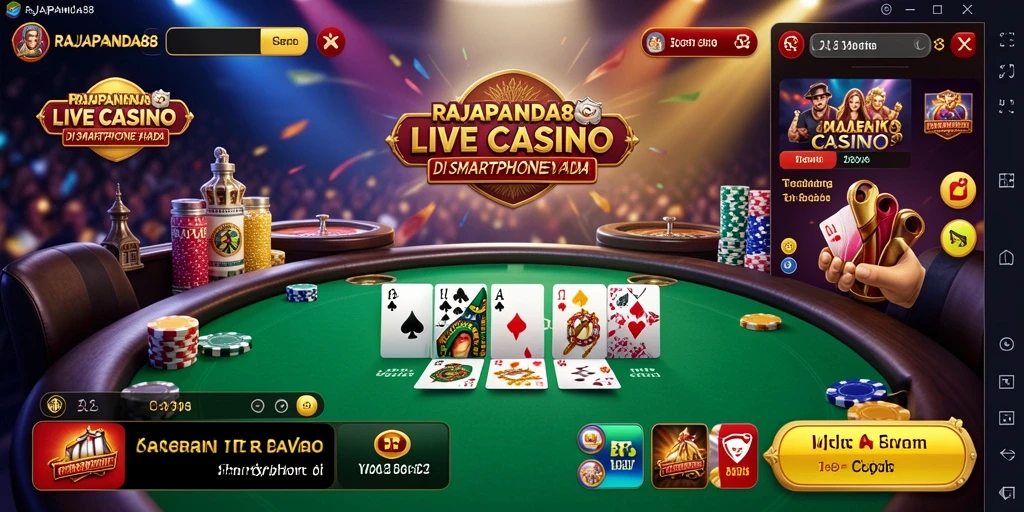 Screenshot RAJAPANDA88 menampilkan dealer profesional dan suasana kasino hidup.