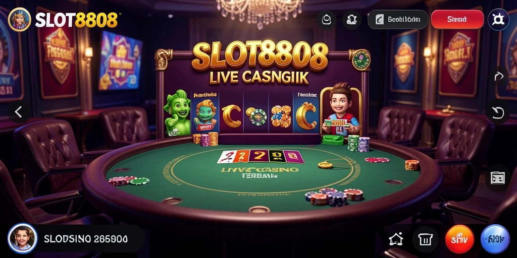 Tampilan permainan Live Casino yang mendebarkan di SLOT8808.