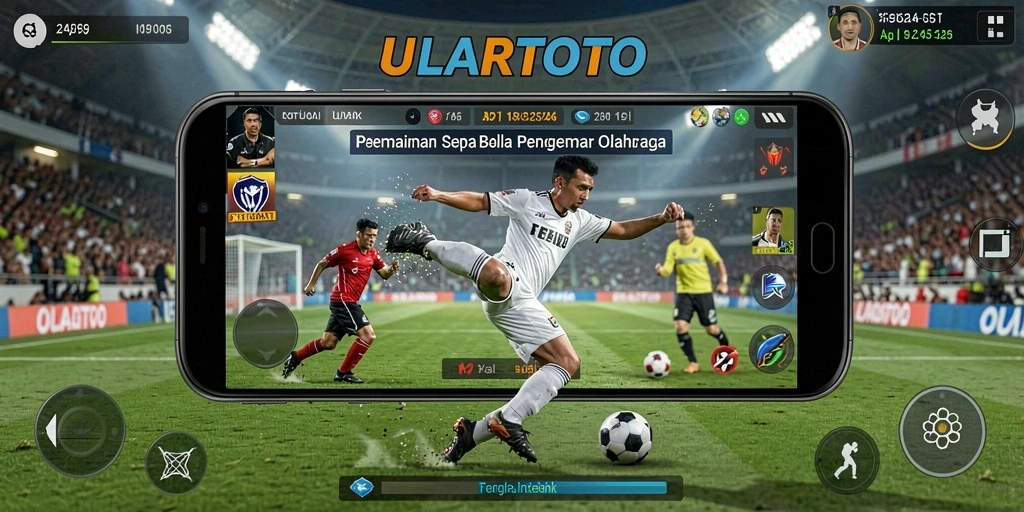 Tampilan gameplay ULARTOTO dengan aksi sepak bola yang mendebarkan.